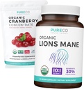 Cranberry Powder & Lions Mane (1-Month Supply) Mindful Cranberry Bundle of Organic Cranberry Concentrat Powder 50:1 Extract (100 Scoops) & Organic Lions Mane Mushroom 10:1 Extract (60 Caps)