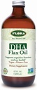 Flora DHA Ulei de in - Sustine sanatatea creierului - Conține Vegan Omega-3-6-9, Gluten-Free, Kosher & Non-GMO - Păstrați răcit - Sticla de sticlă - 17 fl. oz.
