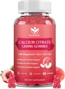 Citrat de calciu 1200mg Gume cu vitamina D3 K2 - Chemble calciu magneziu Zinc d3 Supliment cu extract de Moss de mare pentru oase, dinți, suport imun pentru femei și bărbați, aroma de piersici alb - 60 gume