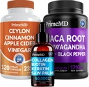5-in-1 Ceylon Scorțișoară (120ct), 4-in-1 Biotin Colagen Keratin Saw Palmetto (2 fl oz - 1 Pack) & 6-in-1 Maca Root Ashwagandha (120ct) Bundle - Energie, Mood, Hair, Piele & Imune Supplement