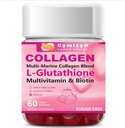 Glutatione Biotin Colagen Glow Gummies, Extra-Forngth L-Glutathione & Colageno Hidrolizado pentru femei & 10000mcg Biotin & Multivitamine pentru femei pentru unghiile pielii