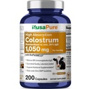 NusaPure Colostrum 1050 mg 30% IgG 200 capsule (non-GMO, Soyfree) Bioperină