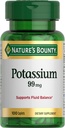 Natura's Bounty Potasiu 99mg, Suportă echilibru lichid și activitate musculară, Implicat în funcția normală a inimii, Potasiu Gluconate Supliment alimentar, Gluten gratuit, 1 pe zi, 100 Vegetarian Caplete