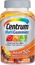 Centrum MultiGummies Adulți (120 Conte, Cherry Natural, Berry, Orange Flavor) Multivitamine/Multimilineral Supliment Gumies, Vitamine B12, D, E, Vârsta 50+
