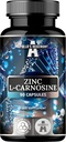 Zinc L-Carnosine 37,5 mg per capsulă, 90 capsule Vegan, 3 luni de aprovizionare, Zinc Supliment și Amino Acid Beta-Alanină, de Hegemonia lui Apollo.
