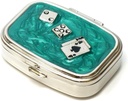9338 Rectangular cutie de pastile mici Organizator Aqua Green Silver Poker & Dice Femei Pastile de călătorie Case de buzunar Container Daily Portable Medicine Vitamina cutie de medicamente Supliment mini depozitare