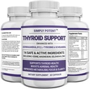 Pur și simplu potent suport tiroidian și suport adrenal 2-in-1 Formula naturală cu iod și Ashwagandha pentru energie, metabolism, Focus pentru femei și bărbați, 60 Caps