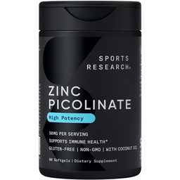Sport de cercetare de zinc picolinat 50mg cu ulei organic de nucă de cocos 