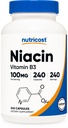 Nutricost Niacin (Vitamina B3) 100 mg, 240 capsule - cu Flushing, Non-GMO, Gluten Free