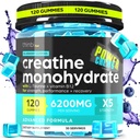 Creatin Monohidrat Gummies Complex 6200mg pentru bărbaţi şi femei - 120 Gume avansate Formula W/L-Taurină + vitamina B12 pentru forţa musculară, musculare Constructor, energie Boost, supliment de pregătire - Thinbi