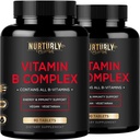 Complexul de vitamine B - Contine toate vitaminele B esentiale - B1, B2, B3, B5, B6, B7, B9, B12 si Biotina - Super B Complex Vitamine pentru energie, Suport Imunitate - 180 tablete