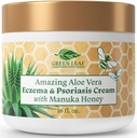Manuka Honey Eczema Cream Moisturizing Lotion for Psoriazis Relief - Itchy, Dry Skin Erupții cutanate Ointment - Skin Soothing Moisturizer Baby Kids & Adulți-High Power Body & Face Cream 16oz