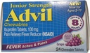 Advil Junior Chemable Ibuprofen comprimate, struguri 100 mg, 24 comprimate Fiecare (Pachet de 4)