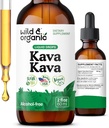 Salbatice si organice Kava Kava Tincture 400 mg - Supliment de sustinere a dispozitiei - calmarea picăturilor lichide de extract de root - 2 luni de aprovizionare - Vegan, zahar si alcool - 2 fl oz