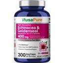NusaPure Echinacea Goldenseal 200mg, (Extract 10:1, echivalent cu 2.000mg), 200mg, (Extract 4:1, echivalent cu 800mg) - 2800mg 300 Veggie Caps (Vegetarian, Non-GMO, Vegan)