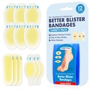 Bandaje Blistere mai bune - 12ct - Rezistent la apă - 40% Mai mult Cushioning - Bandaje hidrocoloidale pentru picioare, degetele de la picioare, & Toe, & Heel - Blistere pentru prevenire și recuperare - Variety Pack