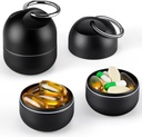 Zannaki Small Portable Single Pill Box Keychain - Metal Daily Travel Pill Organizator caz, impermeabil Pilula Holder Sticla, Drăguț medicament supliment de vitamine Container Carrier pentru buzunar sau geantă, negru