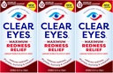 Clear Eyes Redness maximă ochi relief picături ochi, 0.5 Fl Oz, ambalaj de 3