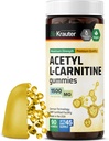 BIO KRAUTER Acetil L Carnitine Gummies - 1500 mg Putere - 90 Vegan Chews - Amino Acid Acetil L Carnitina Supliment - Pectin-Based, Non-GMO