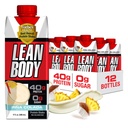 Lean Body Ready-to-Drink Pina Colada Proteine Shake, 40g Proteine, Whey Blend, 0 Zahăr, Gluten Free, 22 Vitamine & Minerale, 17 Fl Oz (Pachet de 12)