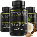 (3 Pack) Pastile de energie mai inteligente, 200mg Cafeina & Coconut MCT Ulei cu rădăcină Maca, 150 Softgel lichid