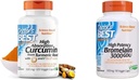 BEST DRB-00107 Curcumina de înaltă absorbţie a doctorului de la rădăcină turcească cu C3 Complex & BioPerine 500mg & 3000 GDU Bromelain Enzime  Proteolitice Digestive Suplimente, susţine Digesţie sănătoasă