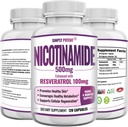 Nicotinamida 500 mg cu Resveratrol 100mg - 120 capsule vegetale - suplimente de vitamina B3 pentru a sprijini NAD, Skin Cell Health & Energy