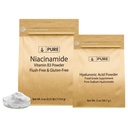INGREDIENTE ORIGINALE INGREDIENTE hyaluronice Acid si Niacinamidă Bundle, Diverse dimensiuni, fără culoare, pulberi fine