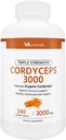 ML Naturals Triple Strength Cordyceps 3000 Made with Organic Cordyceps, 240 Vegetable Capsules. Healthy Immune Support, Non-GMO, NSF-Certified & cGMP-Compliant Third-Party Lab Tested.