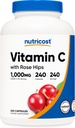 Nutricost Vitamina C cu Rose HIPS 1025mg, 240 capsule - Vitamina C 1000mg, Rose HIPS 25mg, Premium, non-GMO, Gluten supliment gratuit