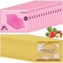30 Perechi Mască de buze & Sub masca ochi, 24K aur de cristal Colagen sub ochi patch-uri pentru ochi pufos, măști de buze curata eficient pielea Lip & ochi, măști de ochi reducerea liniilor fine și cercul întunecat
