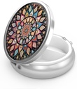 Cutie de pastile 3 Compartiment caz de pilula mici, Portabil pentru buzunar sau Pilula Purse Organizator Pilula Container titular pentru a deține vitamine, medicamente, ulei de pește și suplimente (Colorful Mandala)