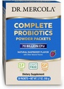 Dr. Mercola Pachete complet Probiotice pulbere, 30 Serviri (30 Pachete), 70 Miliarde CFU, Aroma naturala de zmeura, Supliment alimentar, Suport digestiv si imun, Non-GMO