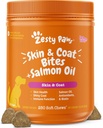 Zesty Paws Somon Ulei pentru câini Piele și haină, Omega 3 Măceluri ulei de pește, Dog Alergia Relief Chews, Itch Relief Supliment, 250 Conte, Aroma de somon