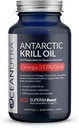 Wild Caught Antarctic Krill Oil 500MG, 60 Softgels, SuperbaBoost Omega 3 Supliment, EPA & DHA, Astaxanthin, Choline, 56% Fosfolipide, durabile, Traceable, Fără ulei de pește, Aroma de vanilie