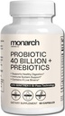 Probiotic 40 Miliarde + Prebiotice: 4 benzi diferite - Digestive & Gut Health (60 capsule) - Probiotice pentru femei si barbati - Natural 
