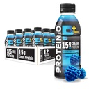 Protein2o 15g Whey Proteine Izolate Hidratare Drink Plus Energie & Focus, 350 mg de Electroliti, 125mg de Cafeina, Zahar gratuit, Blue Raspberry, 16.9 oz Sticla (Pachet de 12)