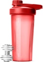 Mr. Pen-Shaker Sticla pentru amestecuri de proteine, 28 oz, rosu cu capac Twist si bila whisk sârmă, Cupa Mixer pentru Shakes