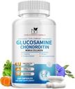 Glucosamină Chondroitin MSM Capsule,Glucosamină 1500 mg cu Colagen, Turmeric, Suplimente comune pentru bărbaţi,180 capsule
