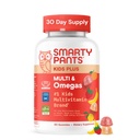 SmartyPants Kids Multivitamine Gummies - Formula îmbunătățită: Omega 3 (DHA/EPA), Vitamine D3, C, B12, B6, Vitamina A, K & Zinc, Gluten Free, Trei arome de fructe, 60 Conte (30 zile de aprovizionare)