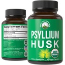 USDA Organic Psyllium Husk Capsule Vegan Made with Organic Psyllium Husk Seed. Fiber Supplement for Gut. Digestive Prebiotice. Pastile pentru Digestion, Roughage fara sa sangereze. Comprimate