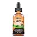 Vitamina Vegan D3 + K2 (MK-7) Picături lichide cu ulei MCT, aromă de mentă, ajută la susținerea oaselor puternice și inima sănătoasă