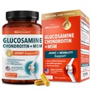 Glucosamină Chondroitin MSM supliment comun de suport - Colagen Peptide, Turmeric și ghimbir, Acid hialuronic, Glucosamină Chondroitin sulfat pentru comfort comun - Gluten fără OMG-uri, 90 capsule