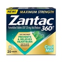 Zantac 360 Concentraţie maximă, mentă rece, 25 Număr, prevenirea şi ameliorarea arsurilor la stomac, 20 mg comprimate