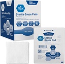 MED PRIDE Pad-uri de dressing pentru tifon steril, 12 Ply foarte absorbante de bumbac, individuale înfășurate, fără stick, îndepărtarea fără durere (3x3 inch (Pachet din 100))