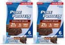 Baruri de proteine pure, proteine mari, gustări nutritive pentru a sprijini energia, zahăr scăzut, gluten gratuit, ciocolată Deluxe, 6 Conte (Pachet de 2)
