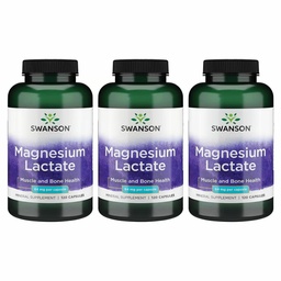 Lactat de magneziu Swanson - Supliment mineral de promovare musculare şi de sănătate osoasă - Lactat lactat de lactoză forma minerala pentru absorbţie blândă - (120 capsule, 84 mg fiecare) 3 Ambalaj