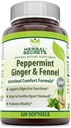 Secrete vegetale Peppermint Ginger & Fennel 120 Softgels (Non-GMO) - Suportă funcții digestive* - Promovează Vitality*- Ajuta la Sooth Uset Stomac*
