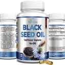 Ulei de semințe negru presat la rece - 120 capsule, Premium Nigella Sativa negru pur chimen ulei de semințe cu vitamina E, pentru păr, piele și sănătate imună - non-GMO 120 capsule