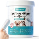 Ureche curata Degetul 60 Counts, Dog Ear Cleaner, Grooming Kit de îngrijire pentru câini și pisici, Soft & Easy Otic Curățare Pad-uri, Eliminați ceara, Dirt & Stop Smelly, Mâncărime, Non-Iritant, Coconut Scent
